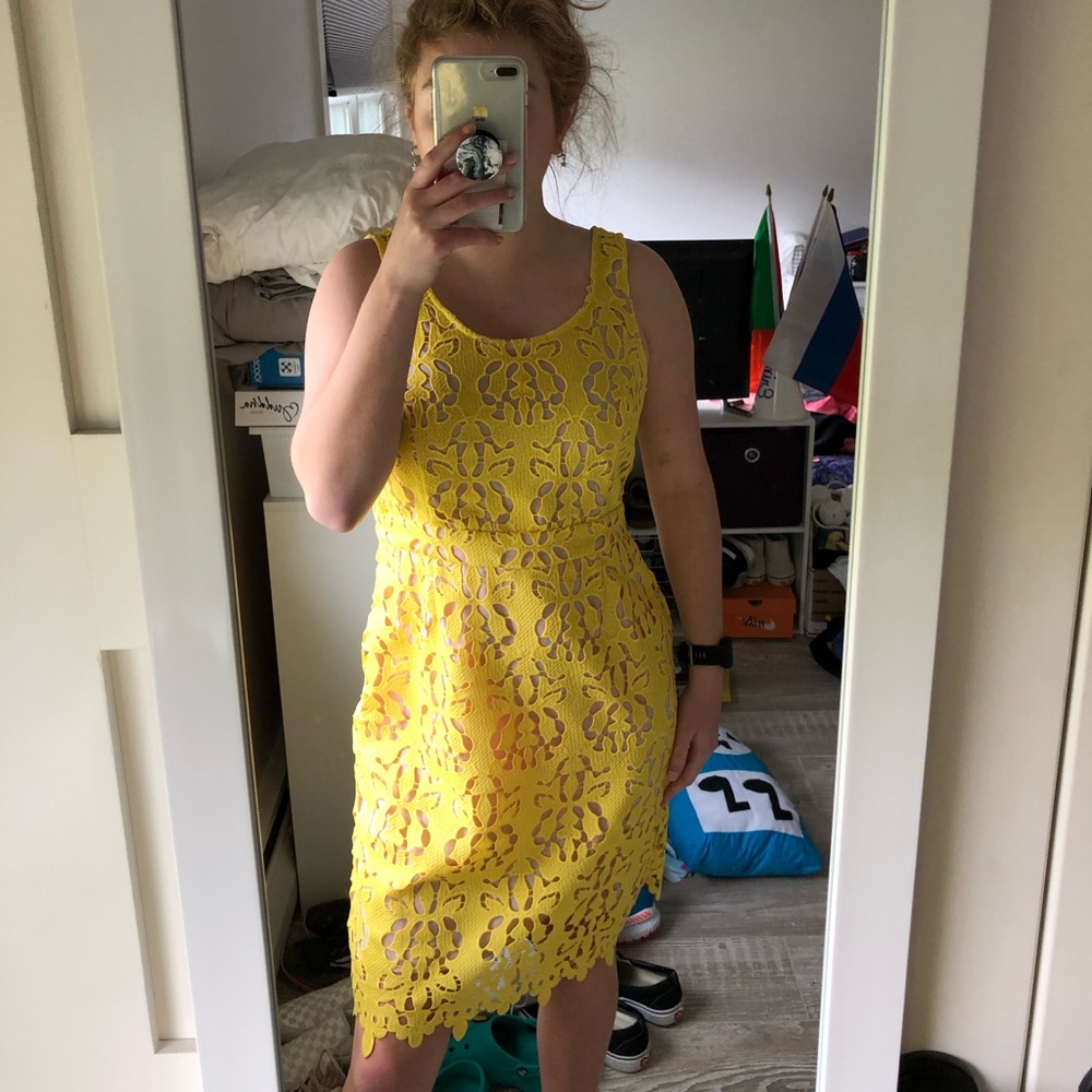 yellow lace dress